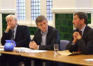 Mark Lazarowicz and Peter McMahon listening to David Blunkett