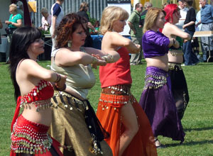 Leith based Belly dancers, taught and led by Mary Ferguson (centre)