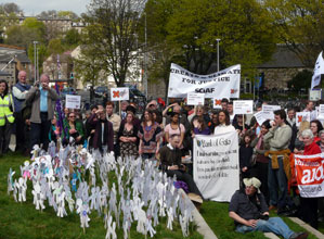 Lobbiers listening to the speeches of MSPs