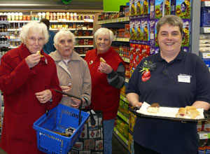 Three women enjoying doughnut samples