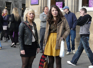 Two young women on the Royal Mile