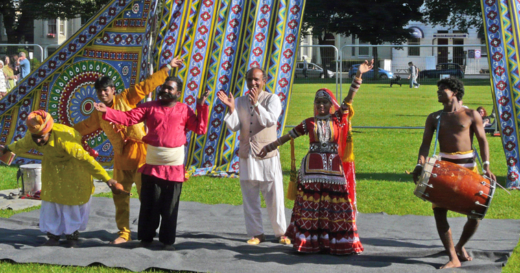 Six performers from the  Jaipur Kawa Circus take  their bows